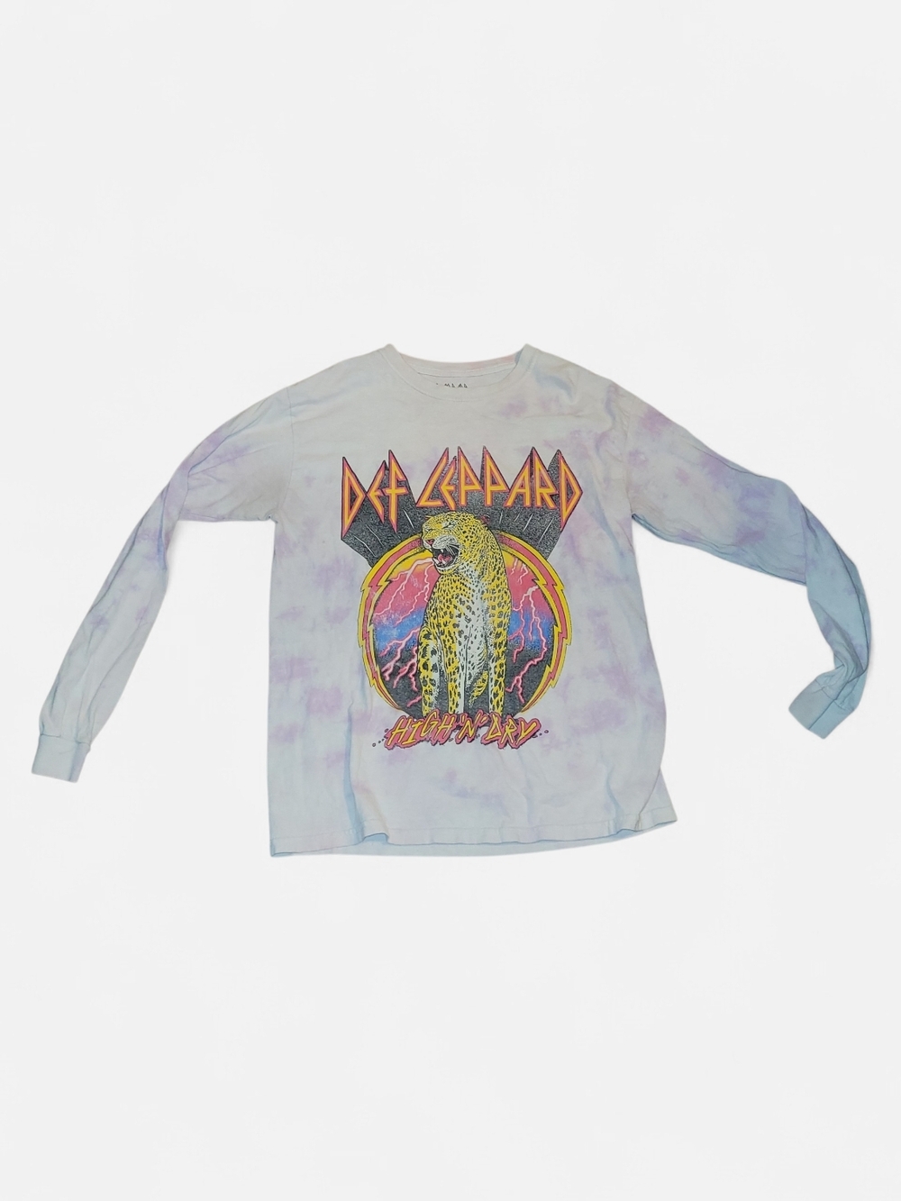 Def Leppard Tie-Dye Long Sleeve Band Tee - Pastel Purple & Blue